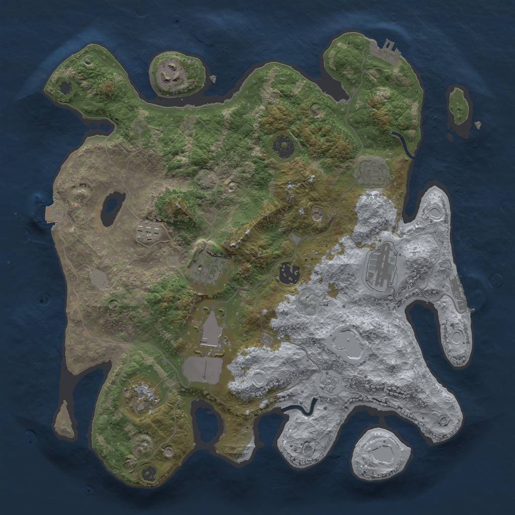 Rust Map: Procedural Map, Size: 3500, Seed: 1498748288, 16 Monuments