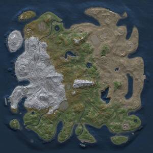 Thumbnail Rust Map: Procedural Map, Size: 4250, Seed: 988623234, 14 Monuments