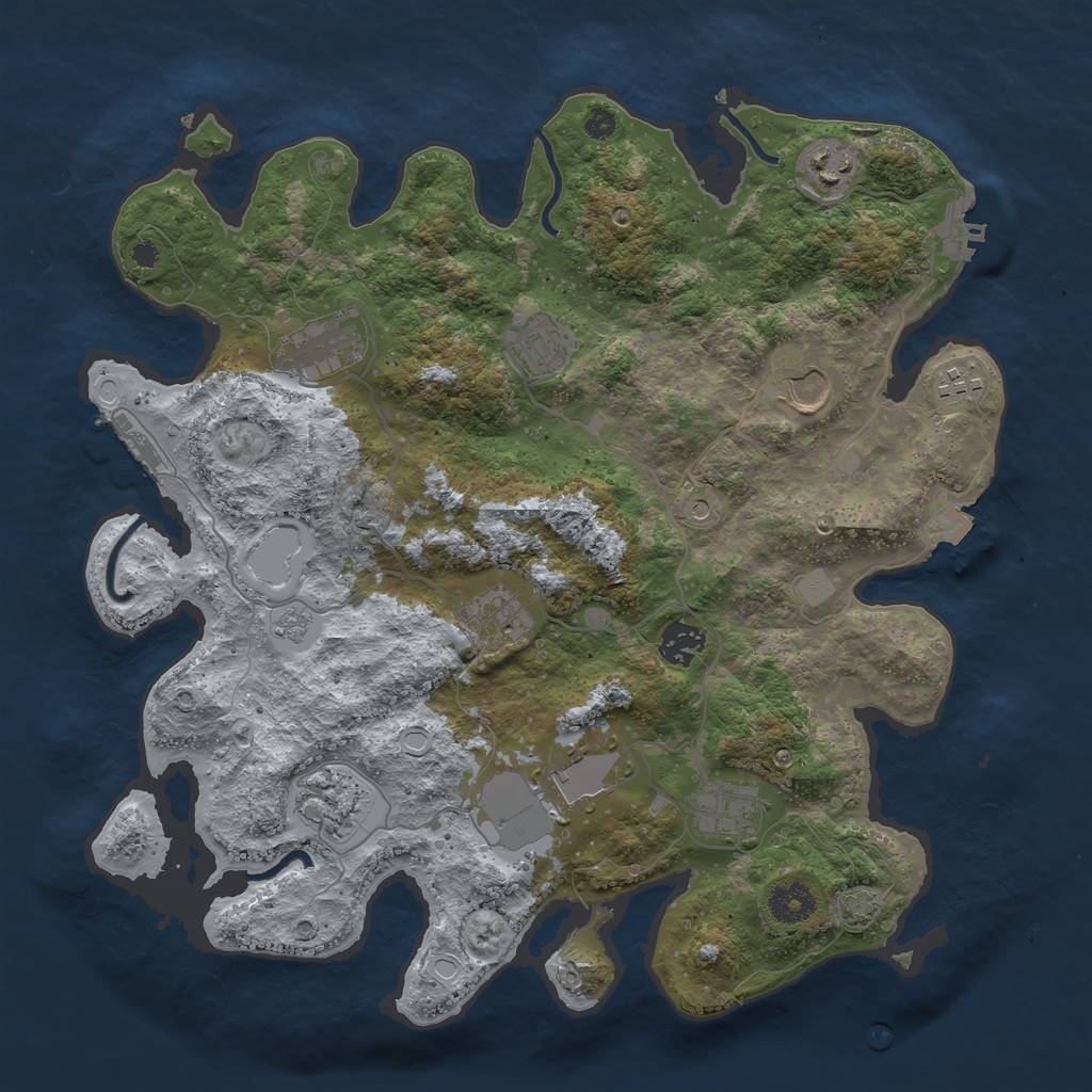 Rust Map: Procedural Map, Size: 3700, Seed: 805055658, 18 Monuments