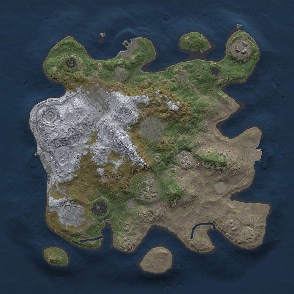 Rust Map: Procedural Map, Size: 3000, Seed: 143686363, 14 Monuments