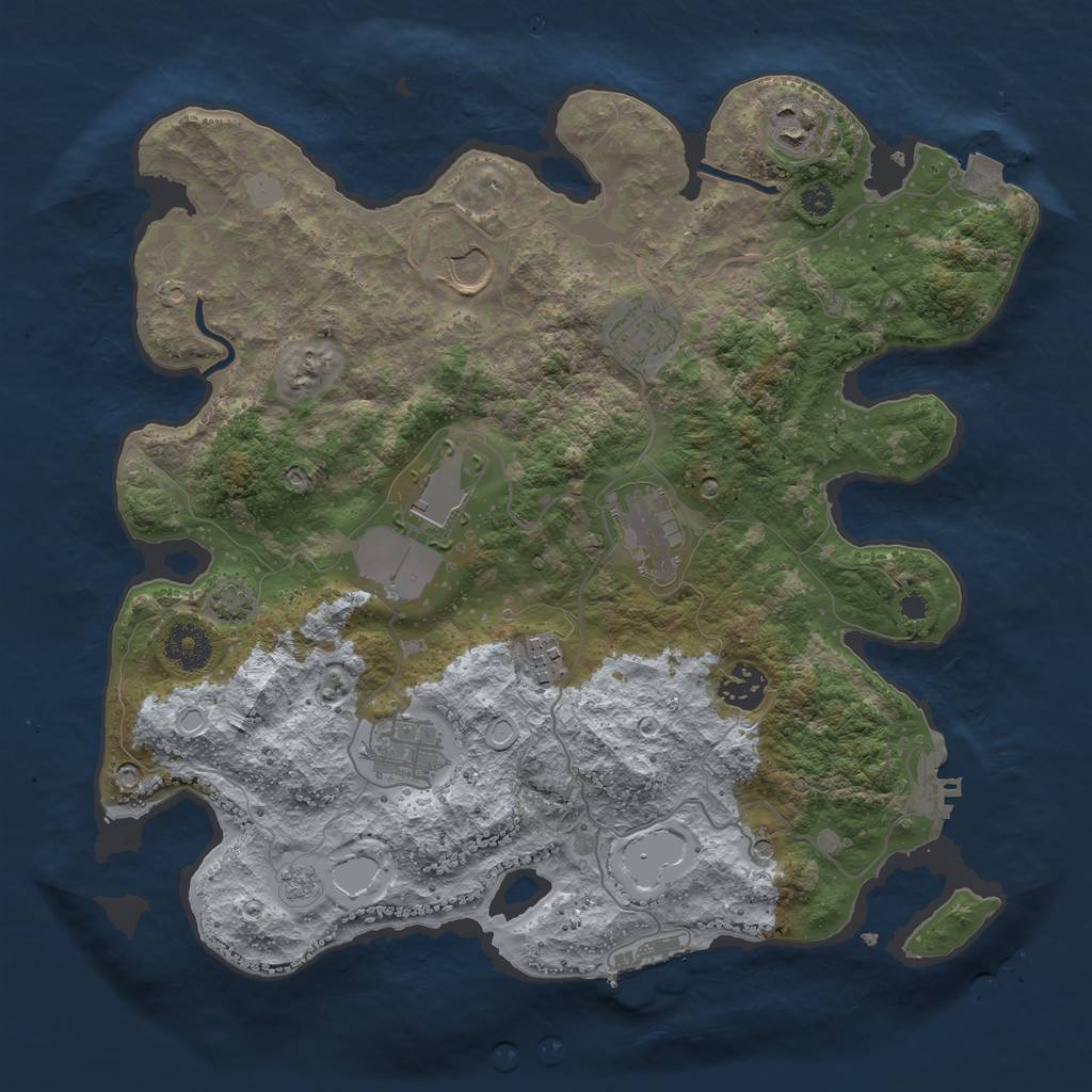 Rust Map: Procedural Map, Size: 3500, Seed: 1031428328, 16 Monuments