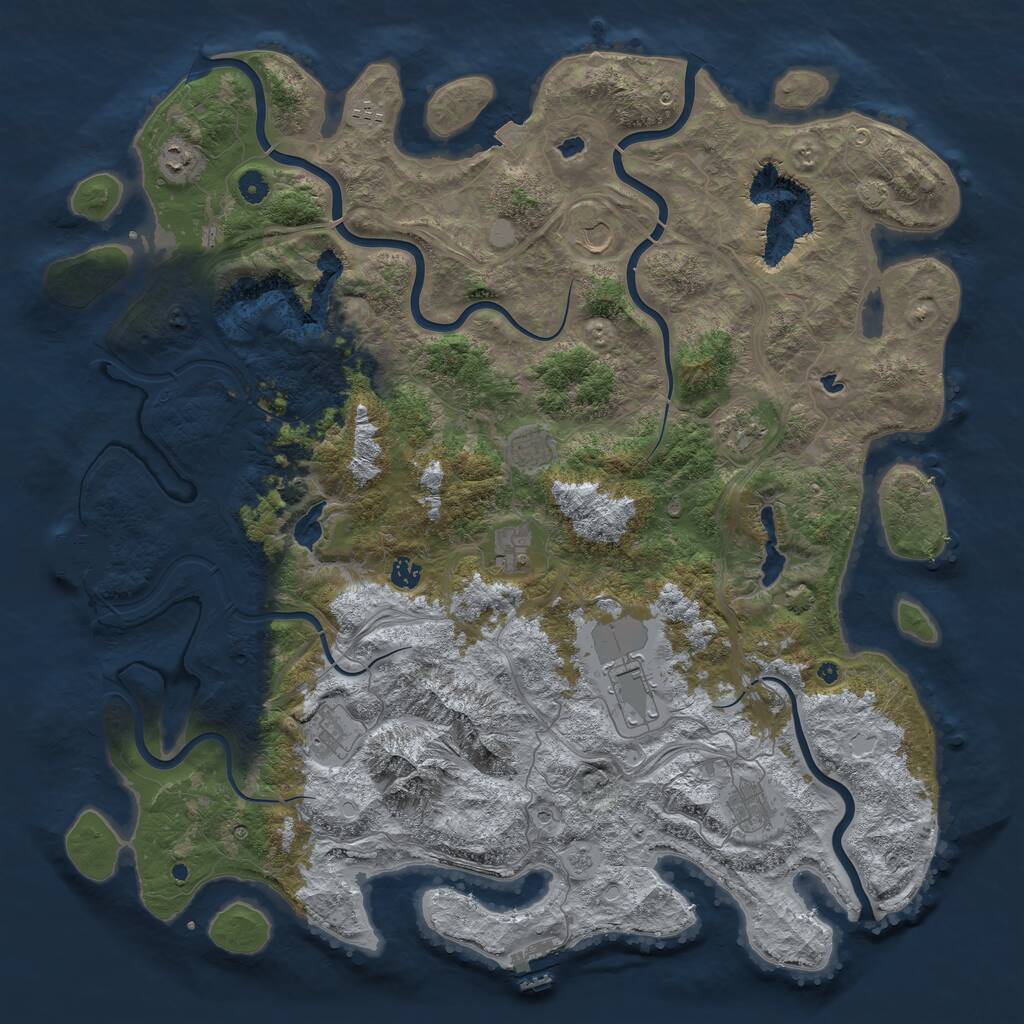 Rust Map: Procedural Map, Size: 5000, Seed: 97838972, 16 Monuments