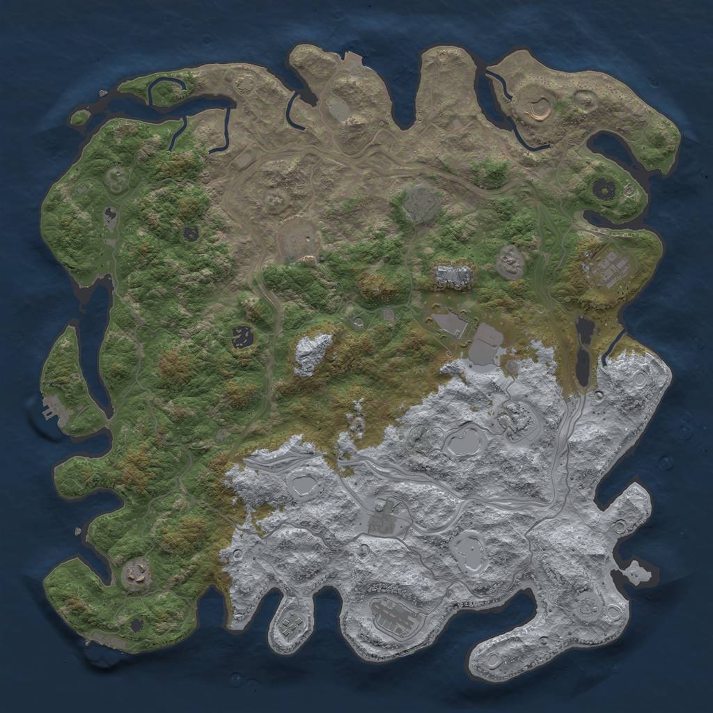 Rust Map: Procedural Map, Size: 4650, Seed: 715000505, 19 Monuments