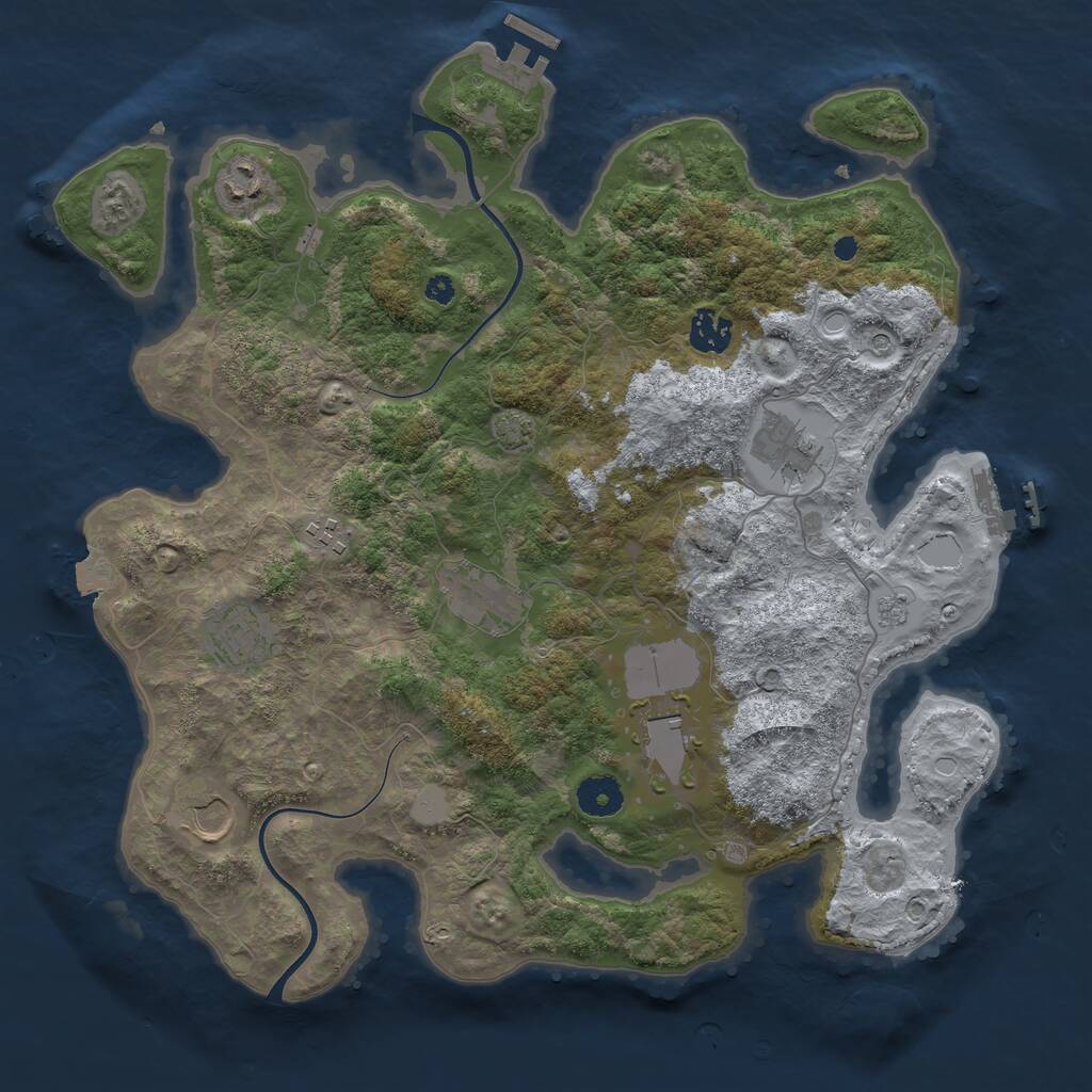 Rust Map: Procedural Map, Size: 3750, Seed: 585977, 14 Monuments