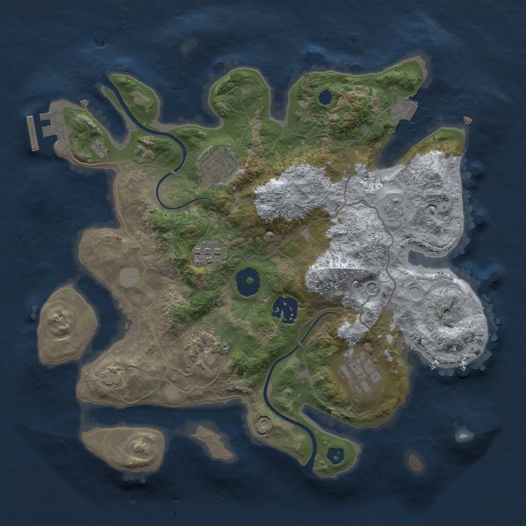 Rust Map: Procedural Map, Size: 3000, Seed: 1223095151, 10 Monuments
