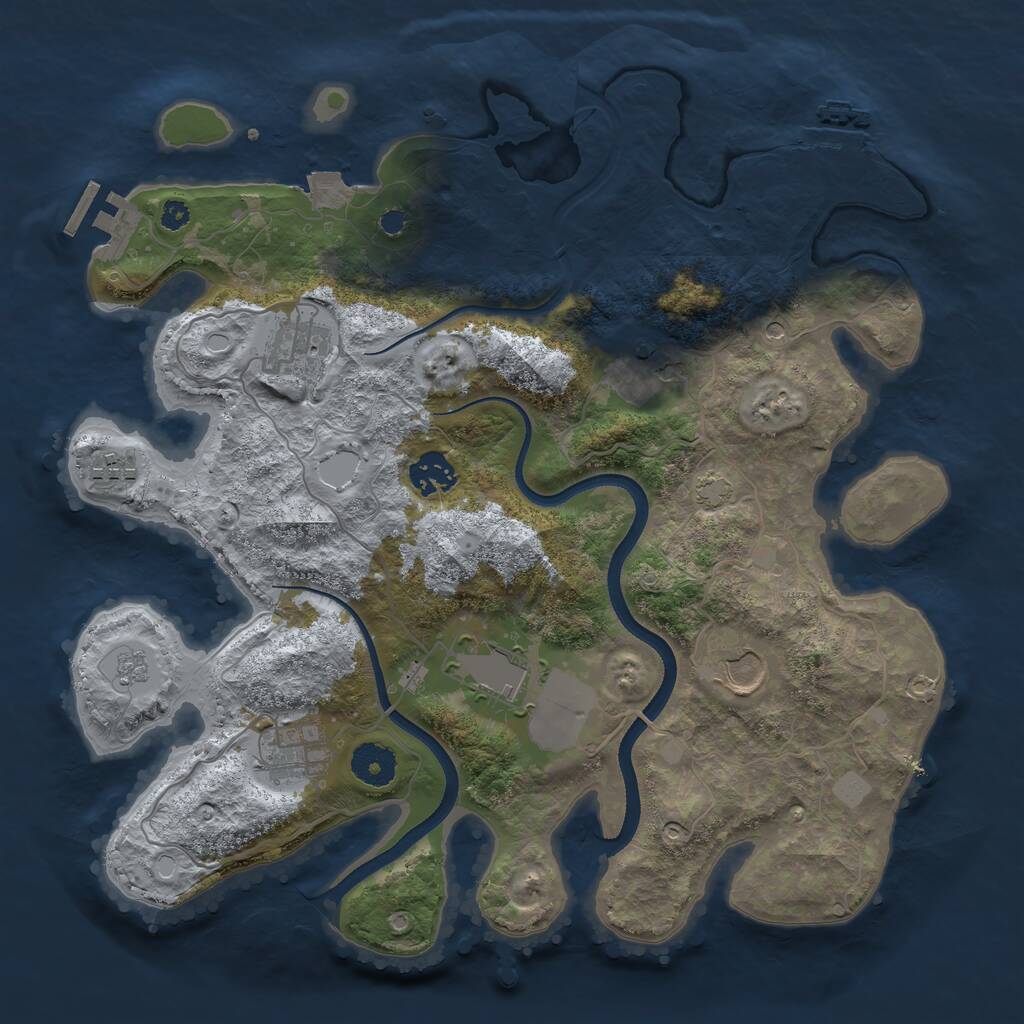 Rust Map: Procedural Map, Size: 3500, Seed: 822304417, 13 Monuments