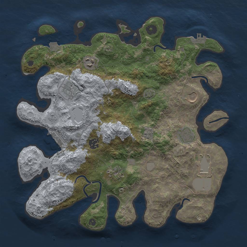 Rust Map: Procedural Map, Size: 3500, Seed: 822304417, 16 Monuments