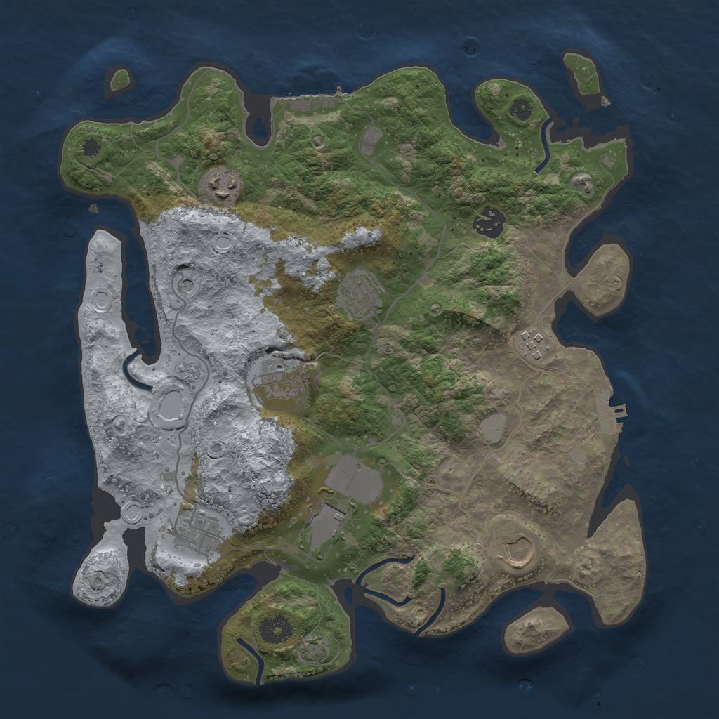 Rust Map: Procedural Map, Size: 3500, Seed: 165462, 16 Monuments