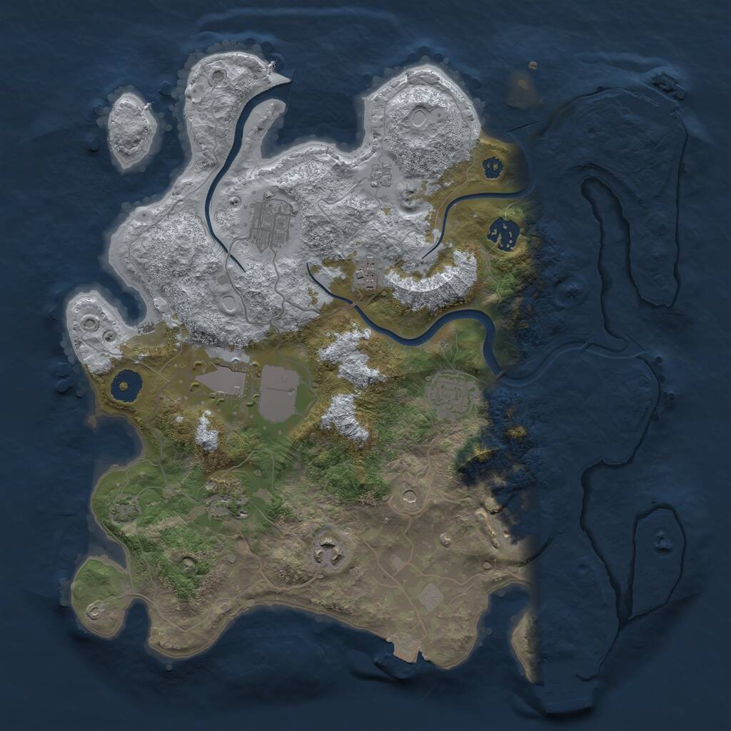 Rust Map: Procedural Map, Size: 3500, Seed: 34783874, 14 Monuments