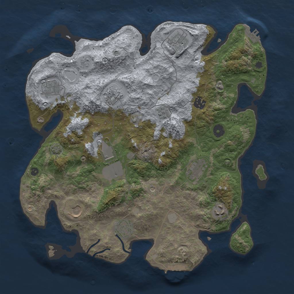 Rust Map: Procedural Map, Size: 3700, Seed: 1973356142, 18 Monuments
