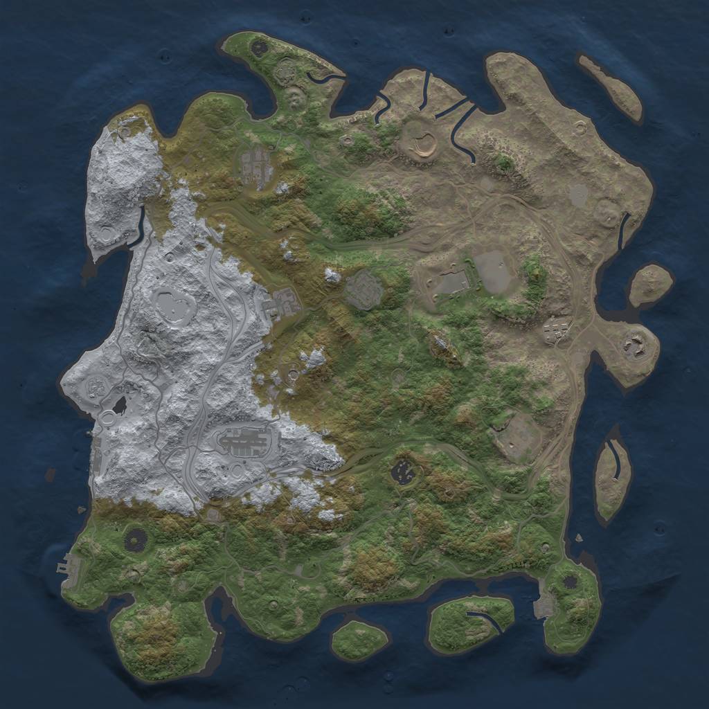 Rust Map: Procedural Map, Size: 4500, Seed: 1127440269, 18 Monuments