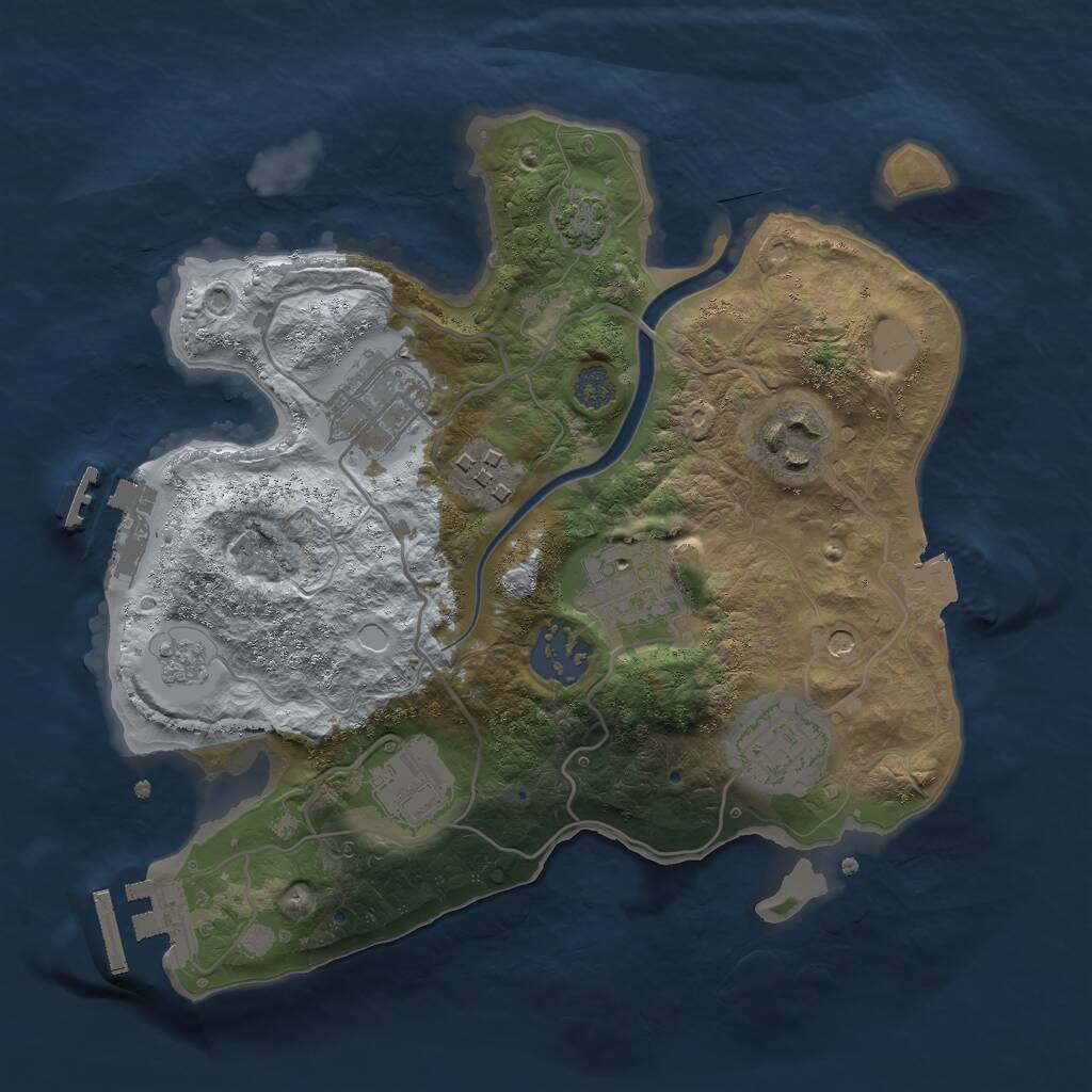 Rust Map: Procedural Map, Size: 2600, Seed: 117393840, 14 Monuments