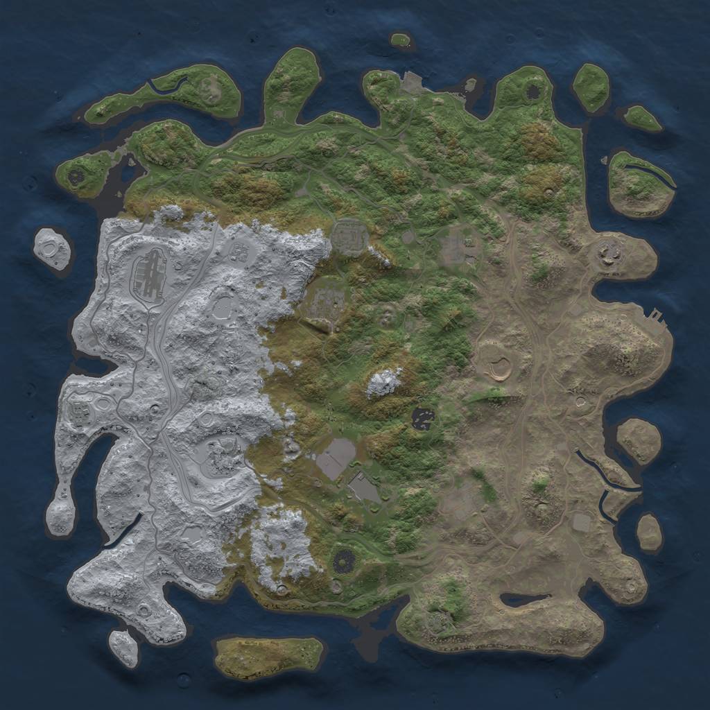 Rust Map: Procedural Map, Size: 4500, Seed: 921828874, 18 Monuments