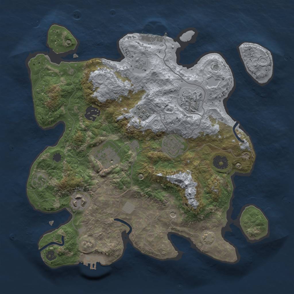 Rust Map: Procedural Map, Size: 3000, Seed: 1549921571, 14 Monuments