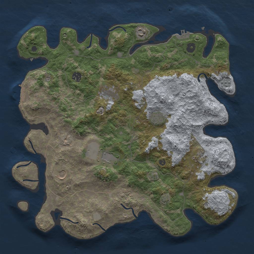 Rust Map: Procedural Map, Size: 4000, Seed: 123297623, 16 Monuments