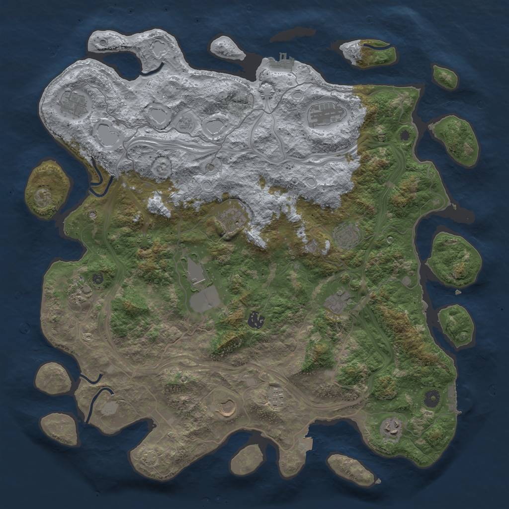 Rust Map: Procedural Map, Size: 4500, Seed: 849085569, 19 Monuments