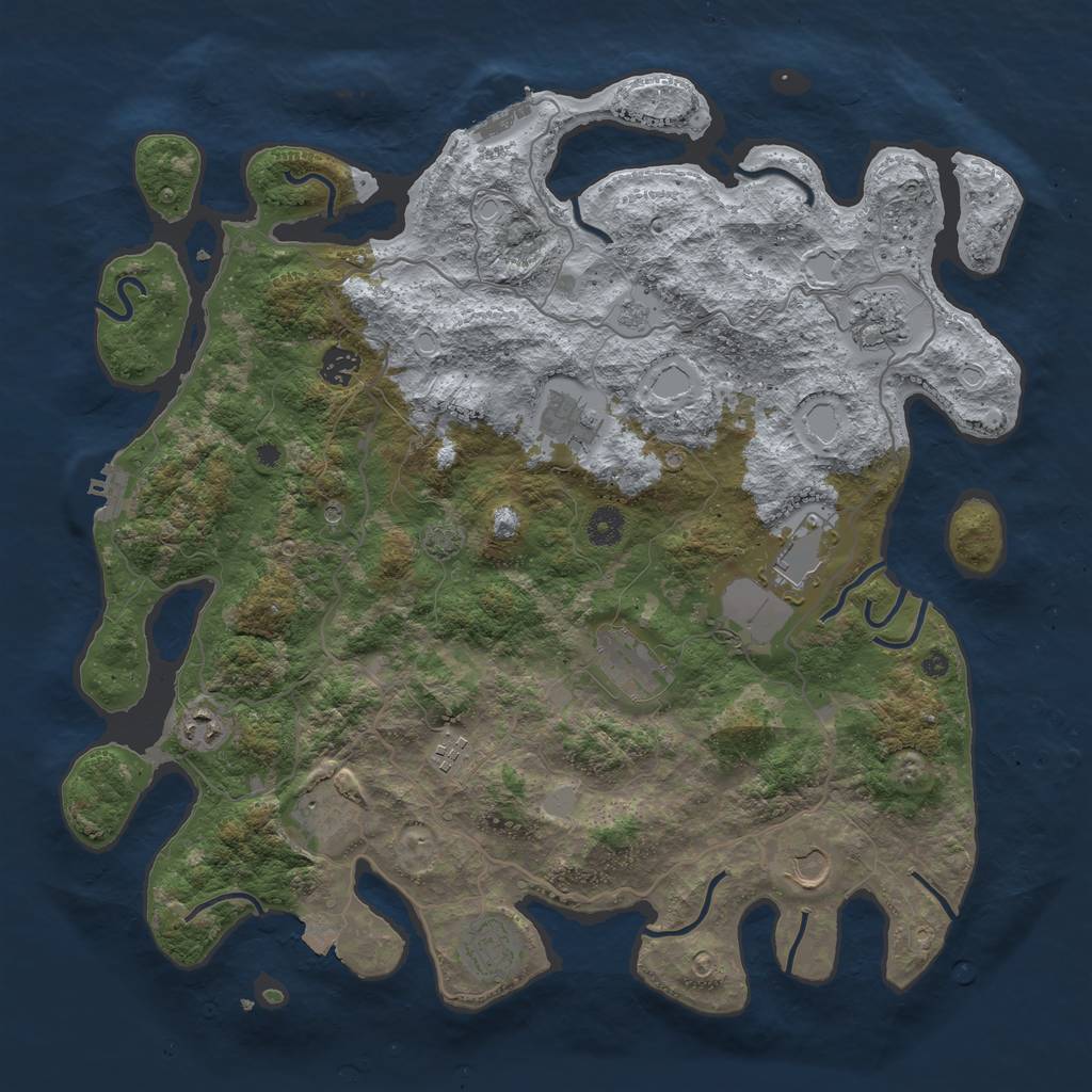 Rust Map: Procedural Map, Size: 4200, Seed: 213453746, 18 Monuments