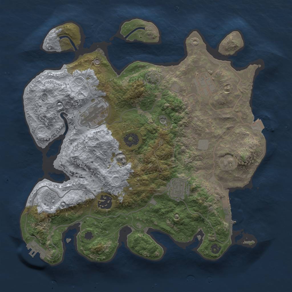 Rust Map: Procedural Map, Size: 3000, Seed: 5879, 12 Monuments