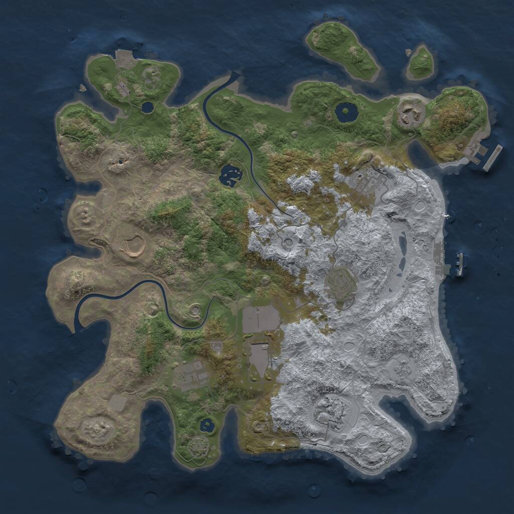 Rust Map: Procedural Map, Size: 3537, Seed: 1937543488, 14 Monuments