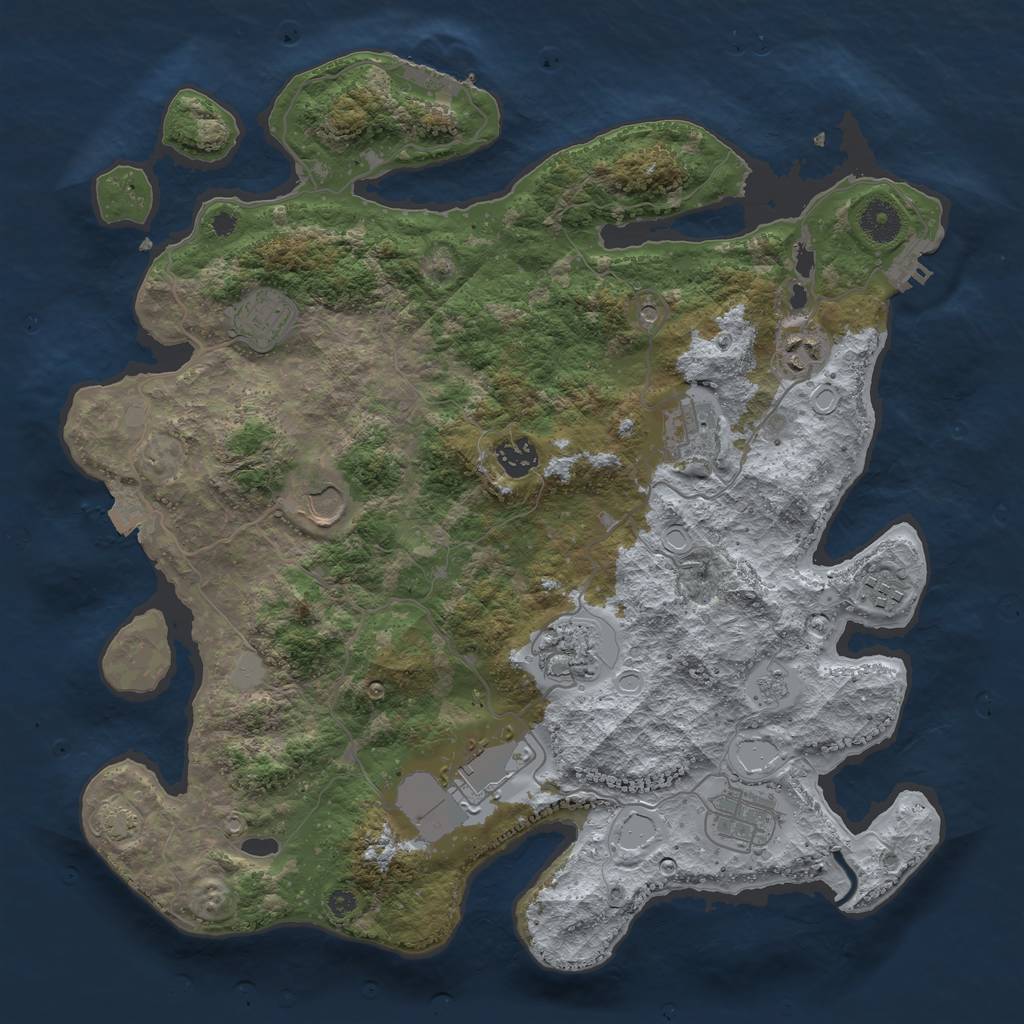 Rust Map: Procedural Map, Size: 3800, Seed: 3086202, 17 Monuments