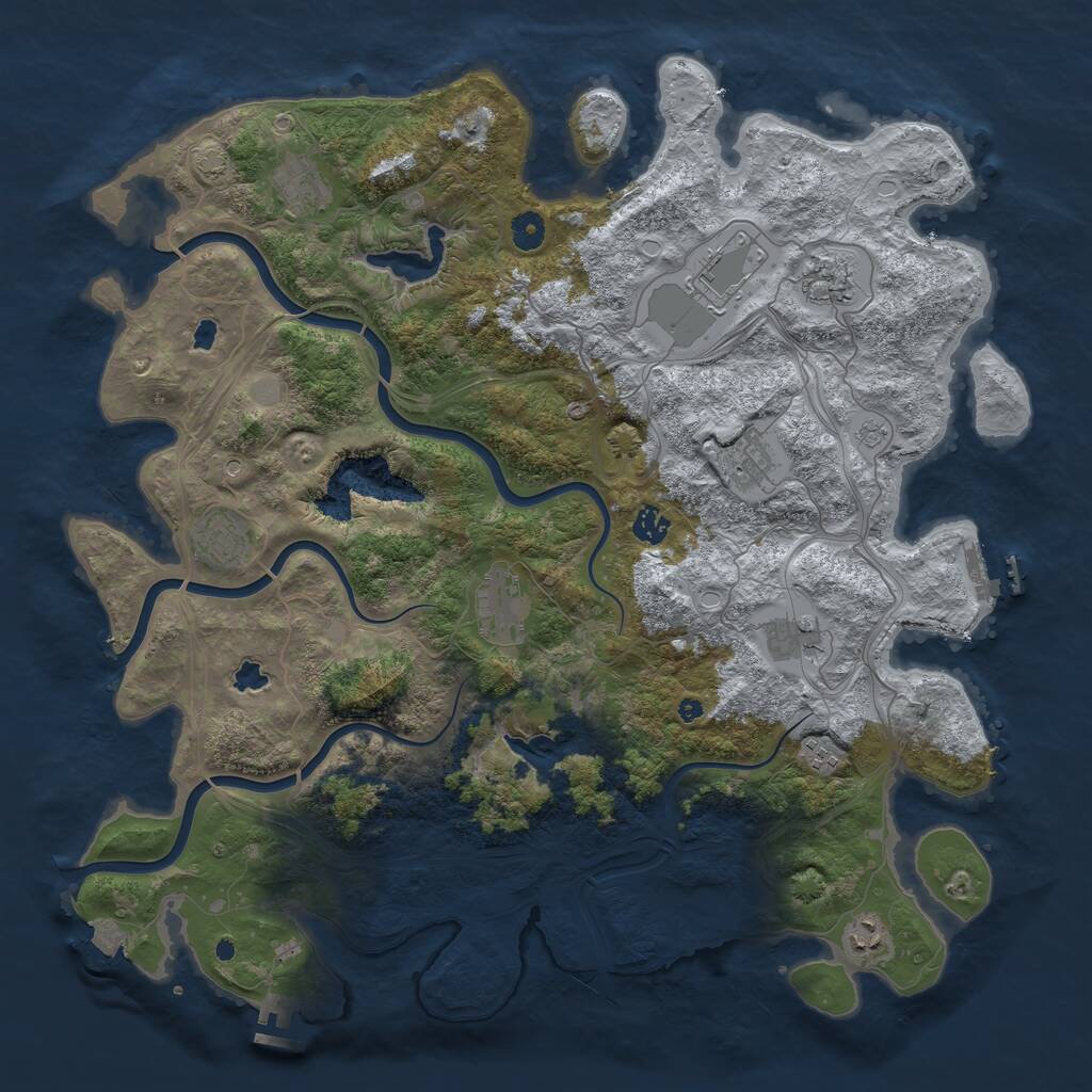 Rust Map: Procedural Map, Size: 4500, Seed: 1563949398, 16 Monuments