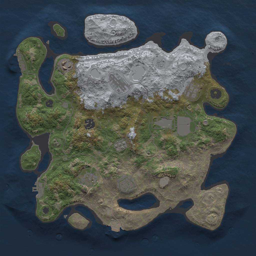 Rust Map: Procedural Map, Size: 3500, Seed: 1851459605, 16 Monuments