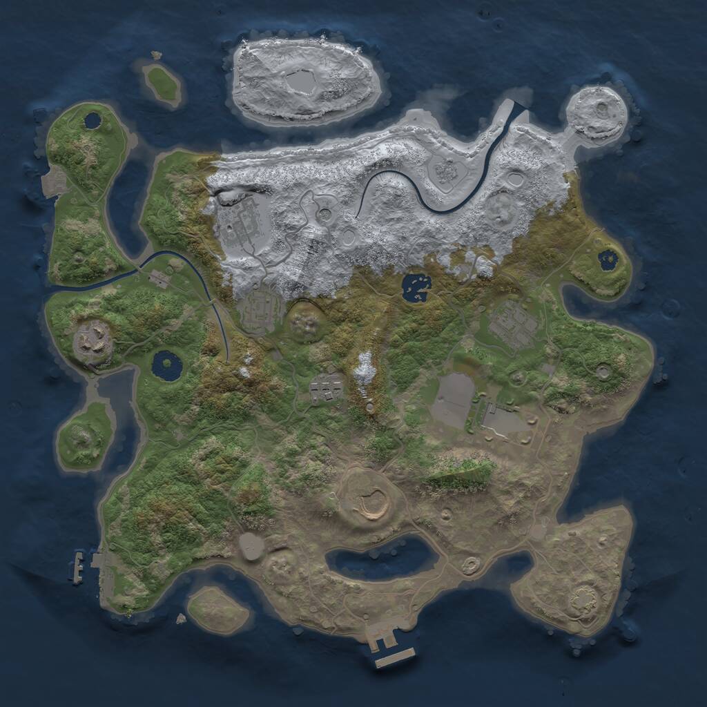 Rust Map: Procedural Map, Size: 3500, Seed: 1851459605, 14 Monuments