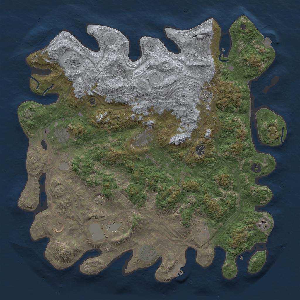 Rust Map: Procedural Map, Size: 4500, Seed: 1686, 18 Monuments