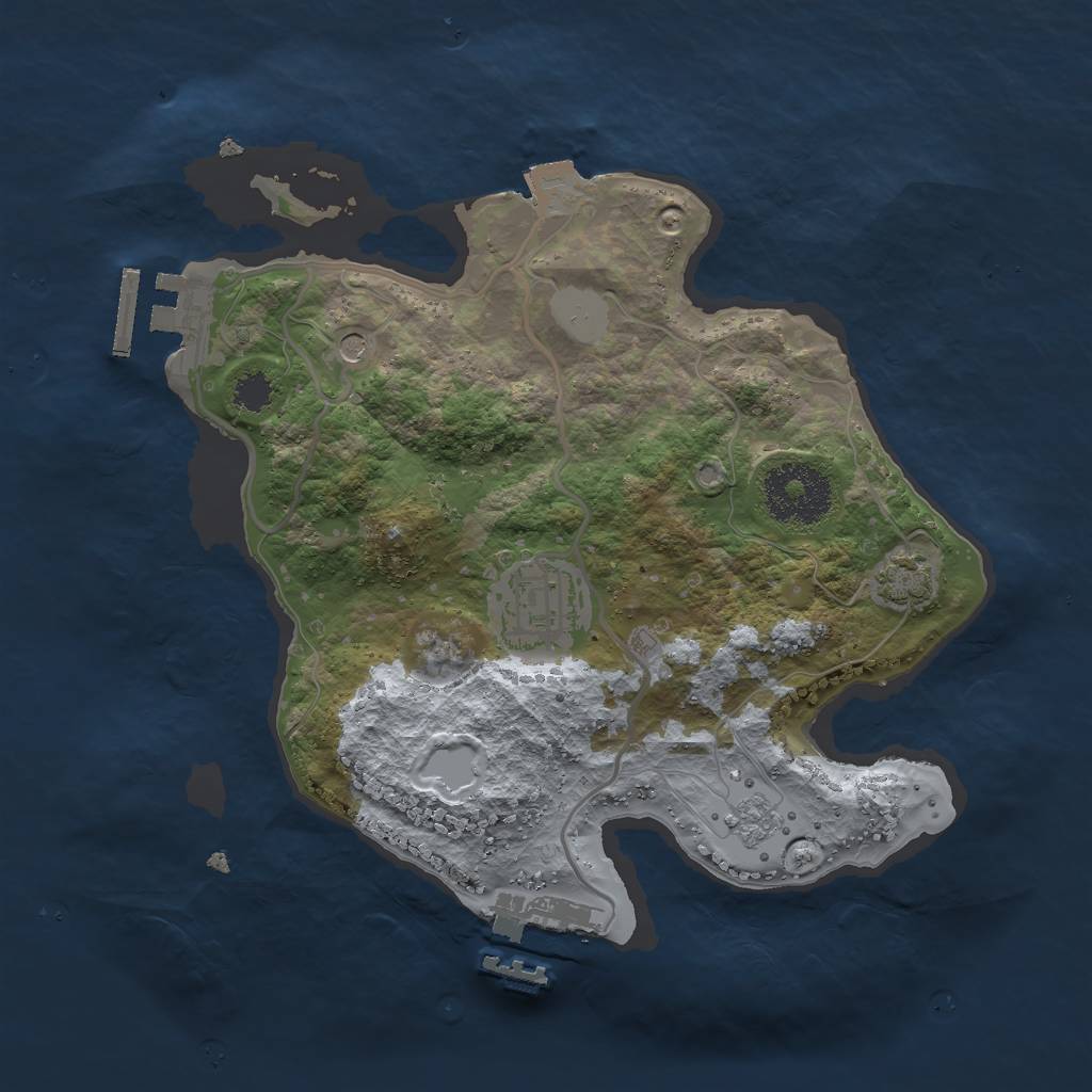 Rust Map: Procedural Map, Size: 2500, Seed: 1888558959, 9 Monuments