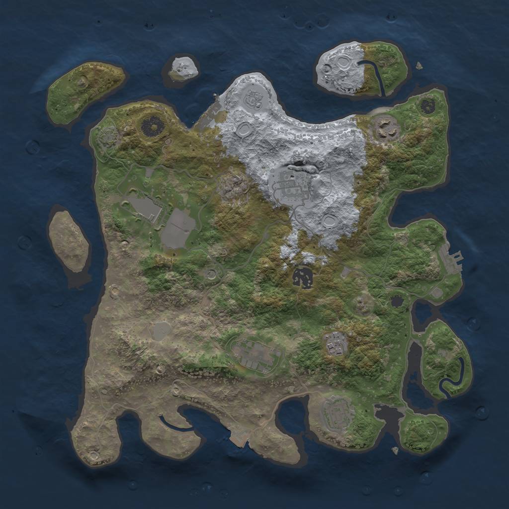 Rust Map: Procedural Map, Size: 3500, Seed: 1912830931, 15 Monuments