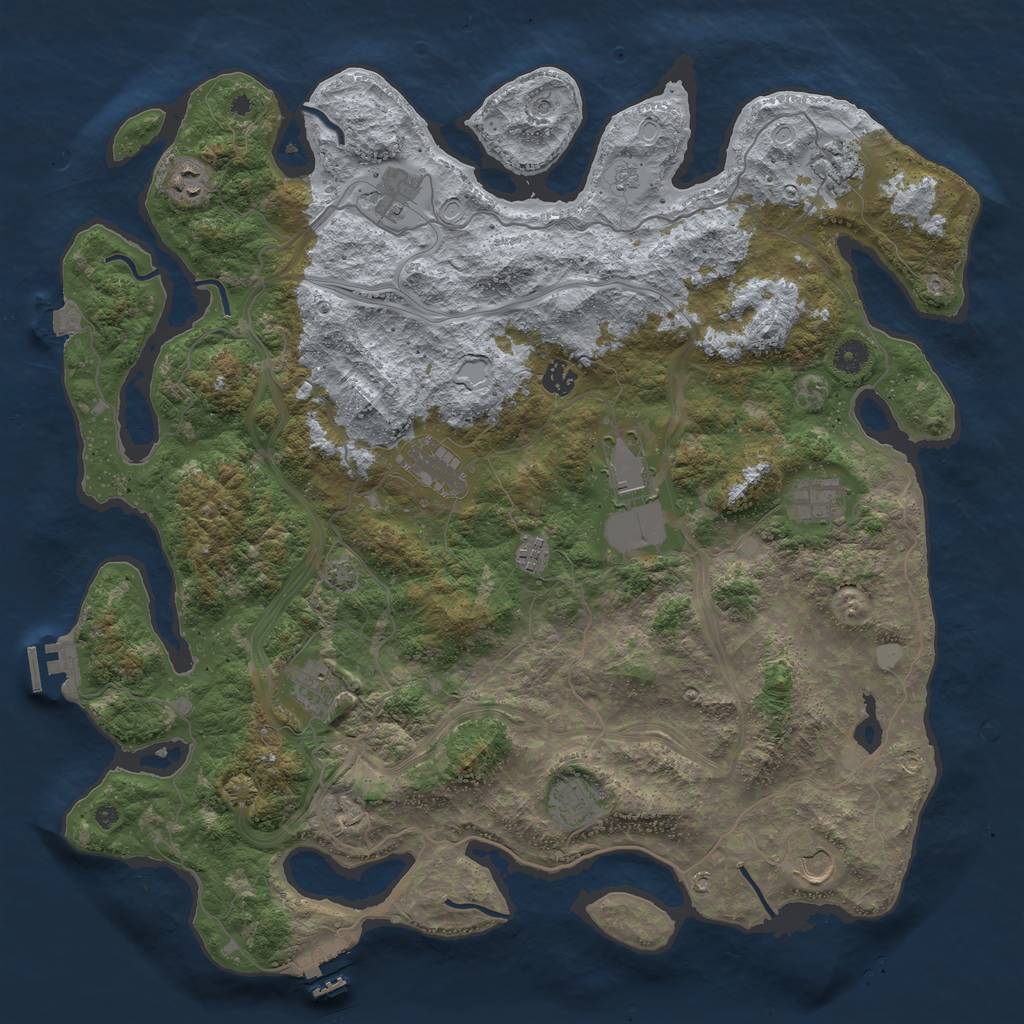 Rust Map: Procedural Map, Size: 4500, Seed: 2100414070, 19 Monuments