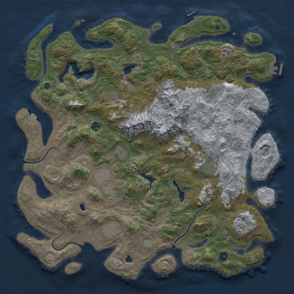 Rust Map: Procedural Map, Size: 5000, Seed: 1280804666, 17 Monuments