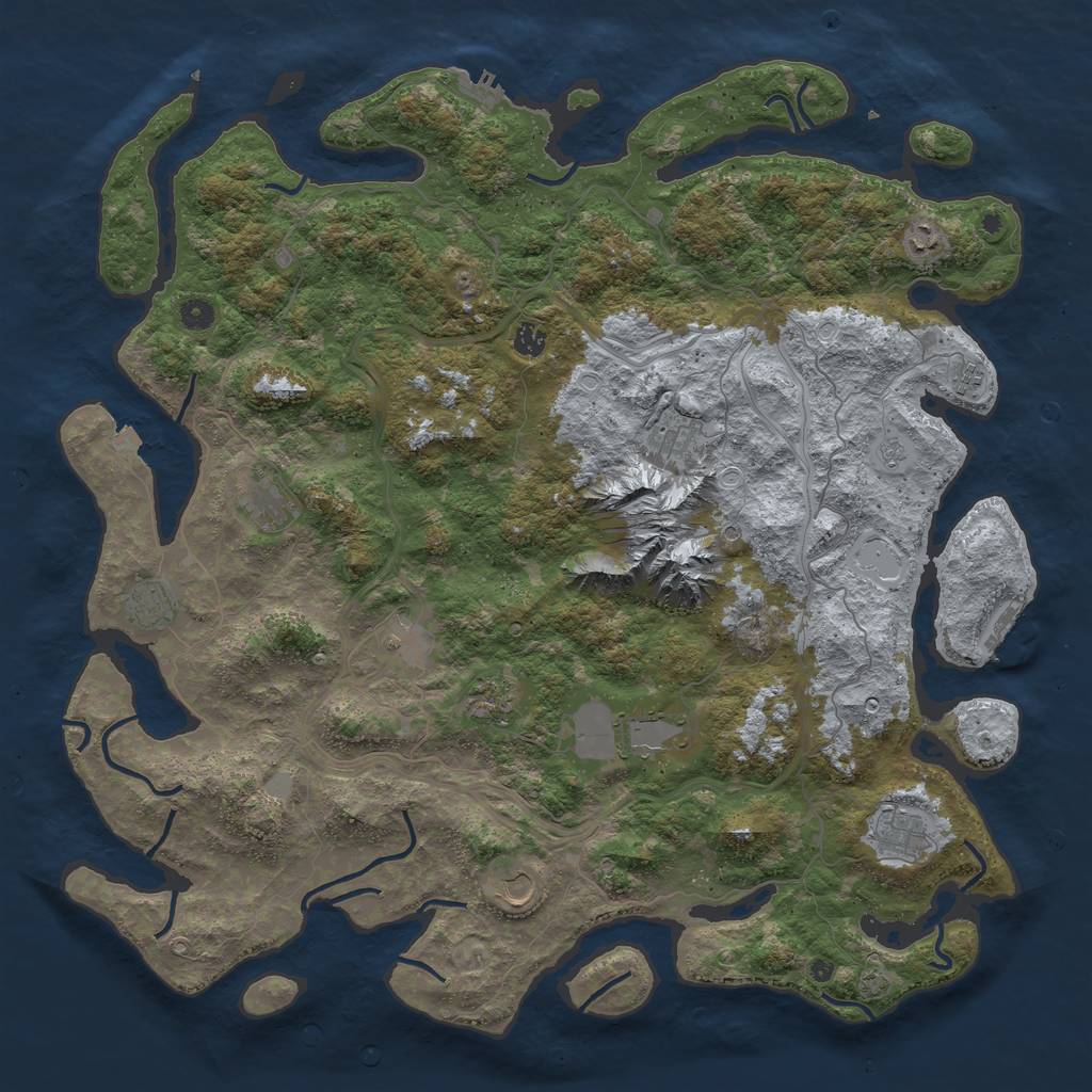 Rust Map: Procedural Map, Size: 5000, Seed: 1280804666, 19 Monuments