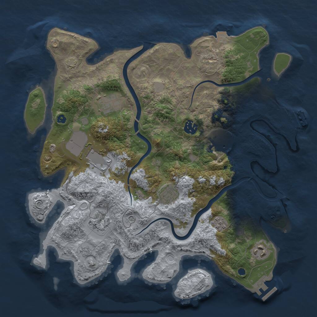 Rust Map: Procedural Map, Size: 3500, Seed: 1260298598, 14 Monuments