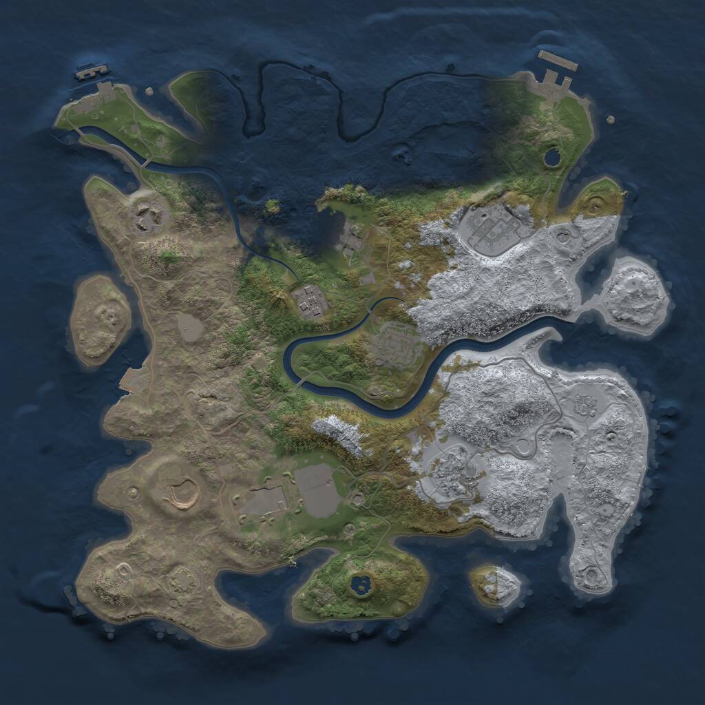Rust Map: Procedural Map, Size: 3500, Seed: 1412199368, 14 Monuments