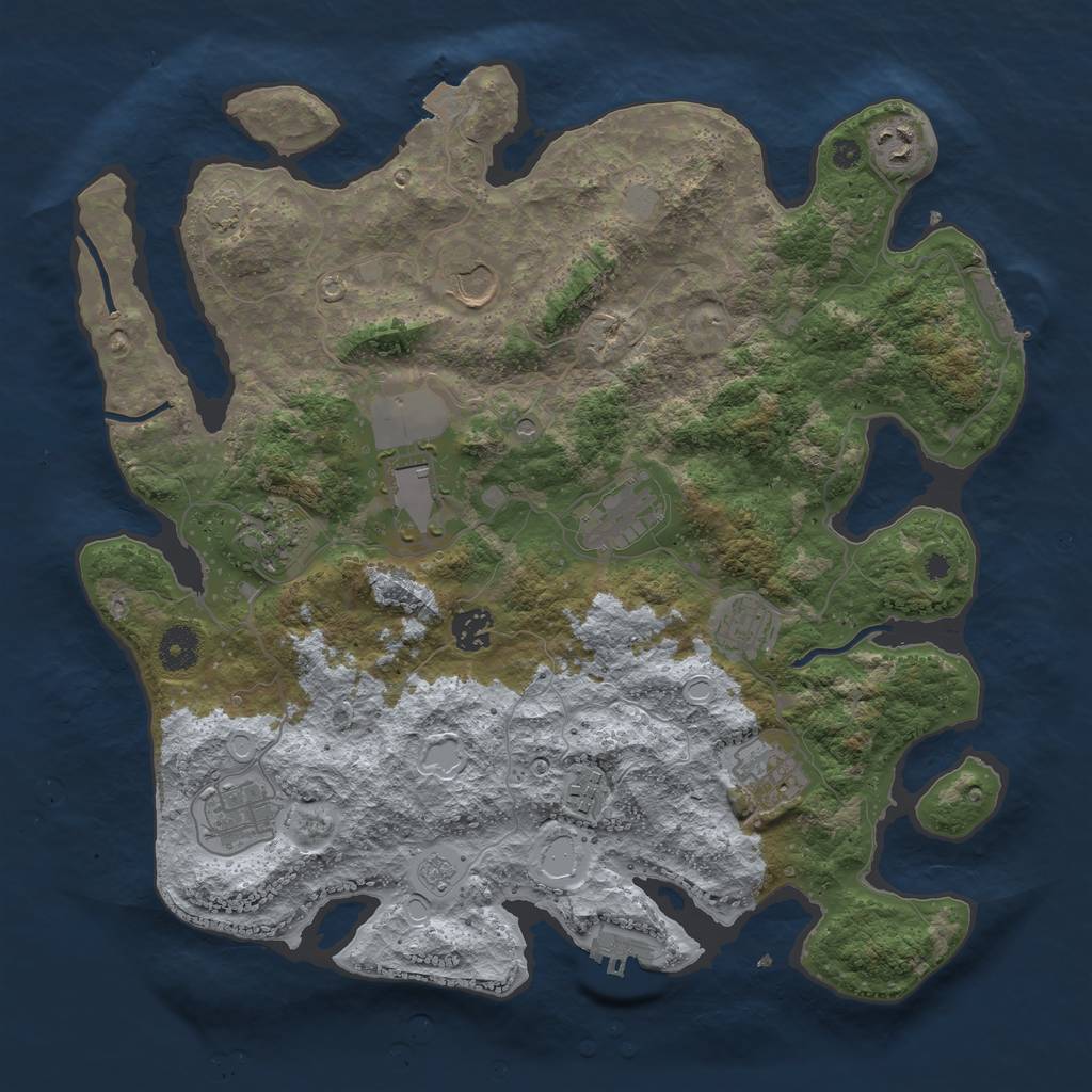 Rust Map: Procedural Map, Size: 3800, Seed: 32669369, 18 Monuments