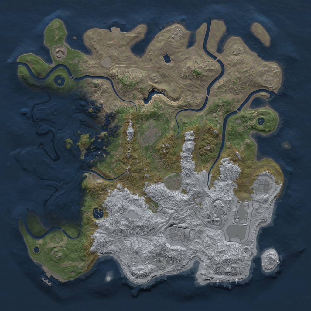 Rust Map: Procedural Map, Size: 4250, Seed: 727619573, 14 Monuments