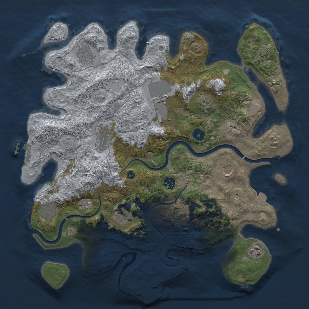 Rust Map: Procedural Map, Size: 3850, Seed: 91789862, 16 Monuments