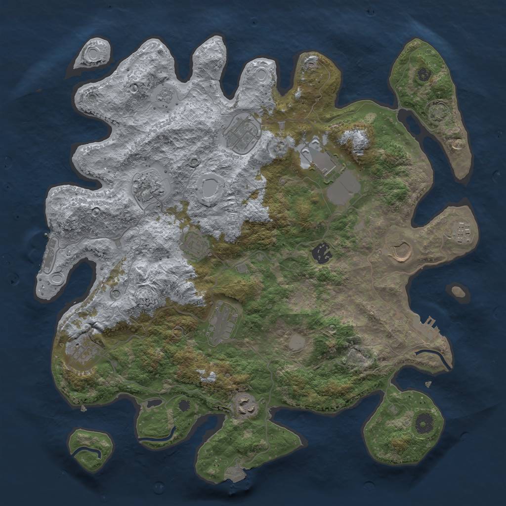 Rust Map: Procedural Map, Size: 3850, Seed: 91789862, 18 Monuments