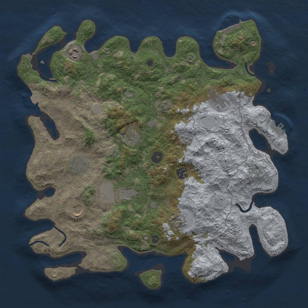 Rust Map: Procedural Map, Size: 4000, Seed: 636132374, 17 Monuments