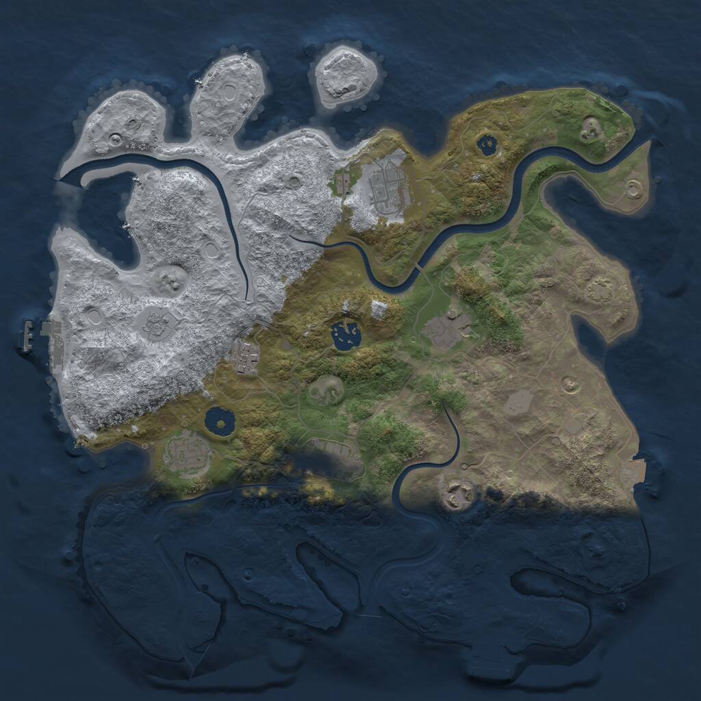 Rust Map: Procedural Map, Size: 3500, Seed: 78902322, 12 Monuments