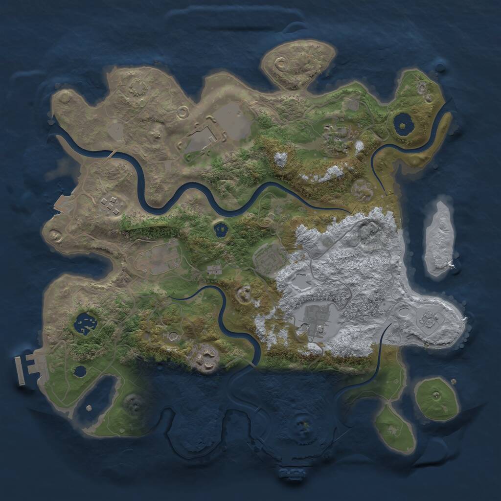 Rust Map: Procedural Map, Size: 3500, Seed: 585941, 14 Monuments