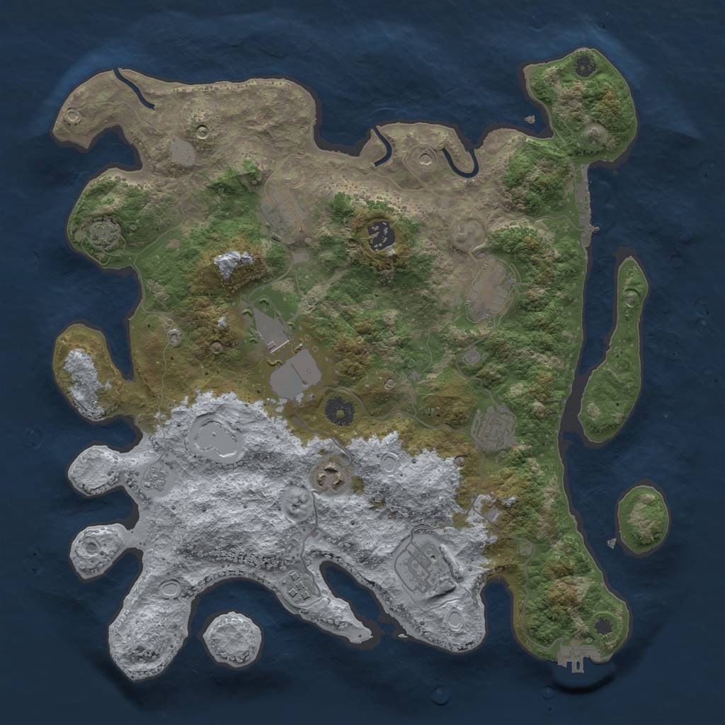 Rust Map: Procedural Map, Size: 3700, Seed: 195769, 16 Monuments