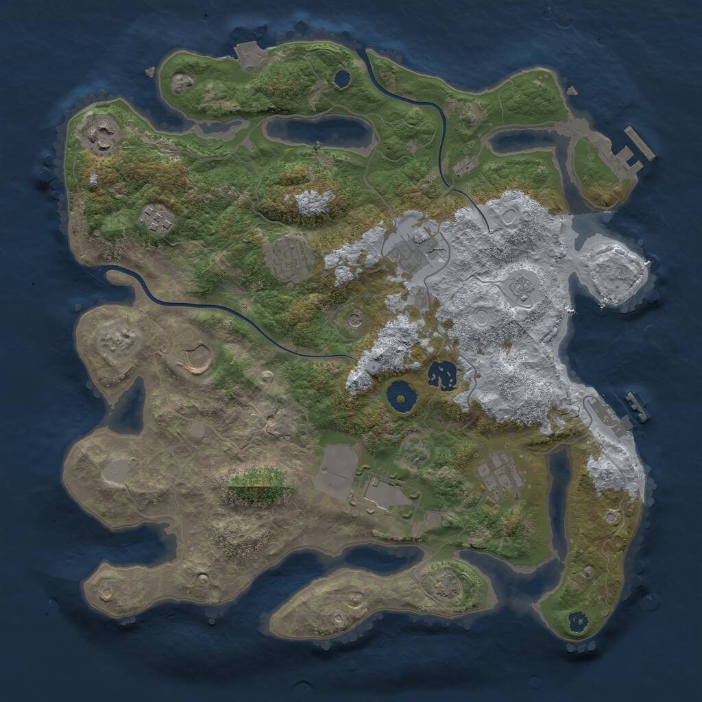 Rust Map: Procedural Map, Size: 3500, Seed: 1204772395, 14 Monuments