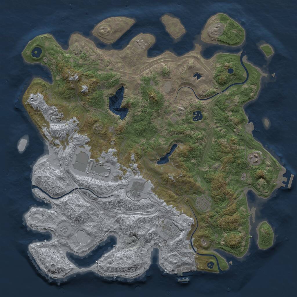 Rust Map: Procedural Map, Size: 4250, Seed: 622851447, 14 Monuments