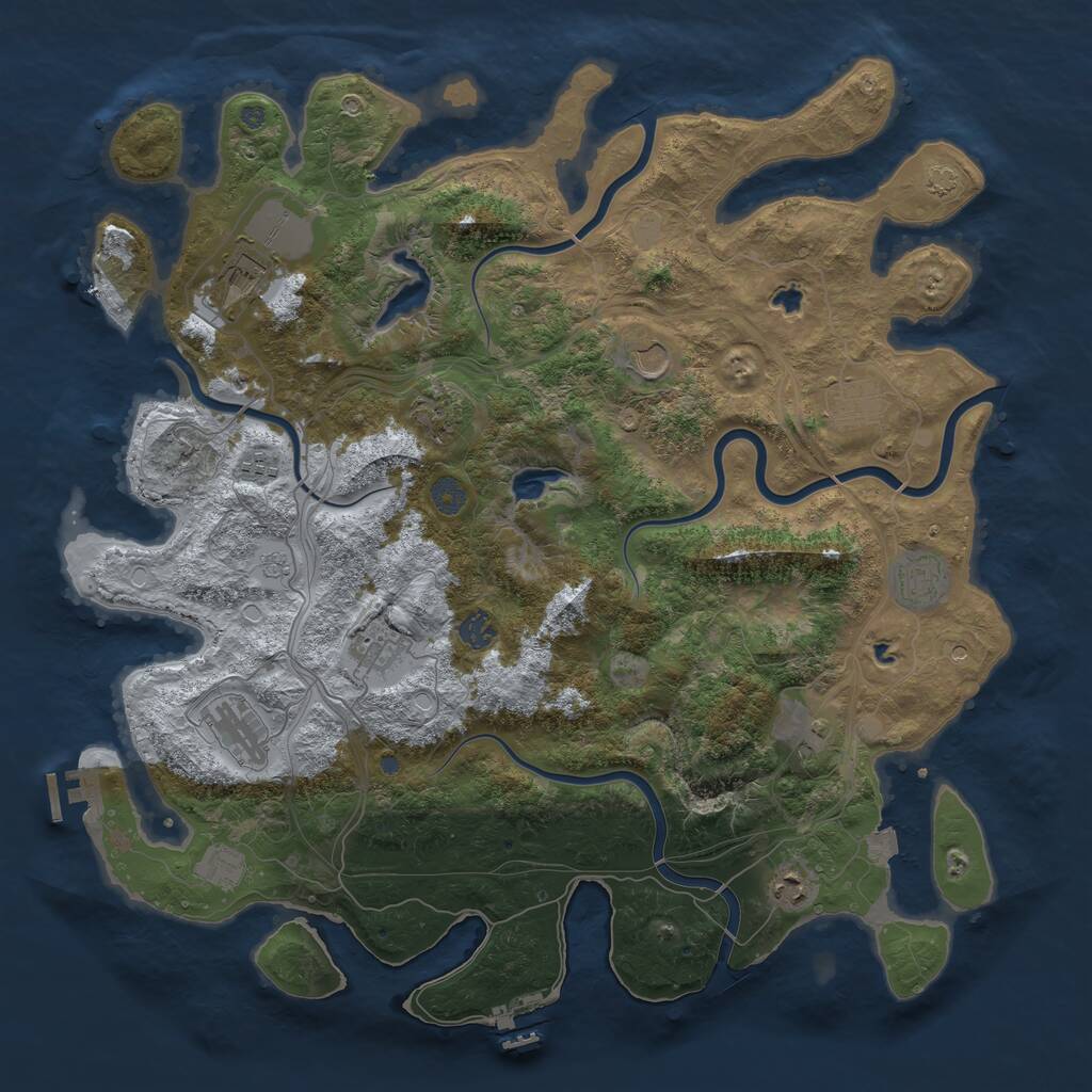 Rust Map: Procedural Map, Size: 4500, Seed: 1056783912, 19 Monuments