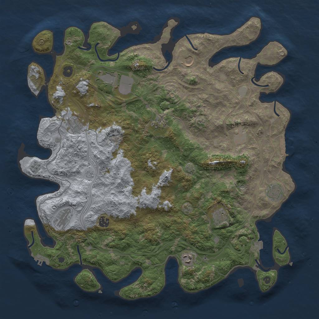 Rust Map: Procedural Map, Size: 4500, Seed: 1056783912, 19 Monuments