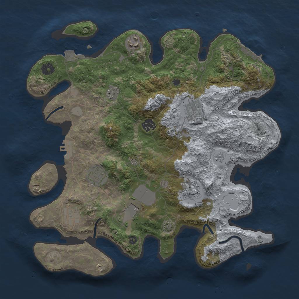 Rust Map: Procedural Map, Size: 3500, Seed: 111225, 16 Monuments