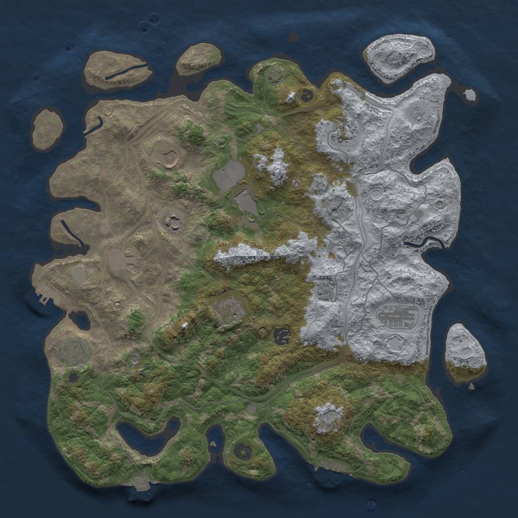 Rust Map: Procedural Map, Size: 4250, Seed: 1908136638, 18 Monuments