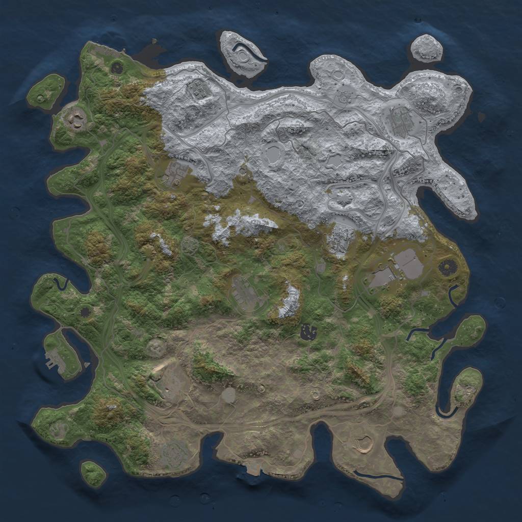 Rust Map: Procedural Map, Size: 4500, Seed: 1959551386, 19 Monuments